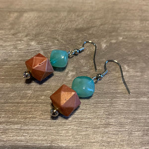 Brown and Turquoise Drop Earrings